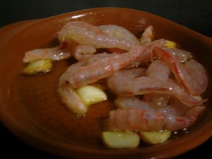 Gambas al ajillo  en cazuela de barro receta