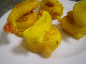 Huevos con gamba orly 