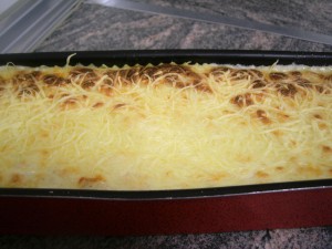 Lasaña de setas con queso gratinado